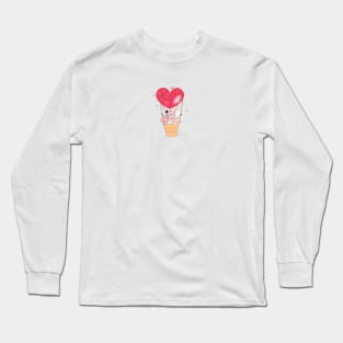 A loving couple of funny flamingos with red hearts Long Sleeve T-Shirt